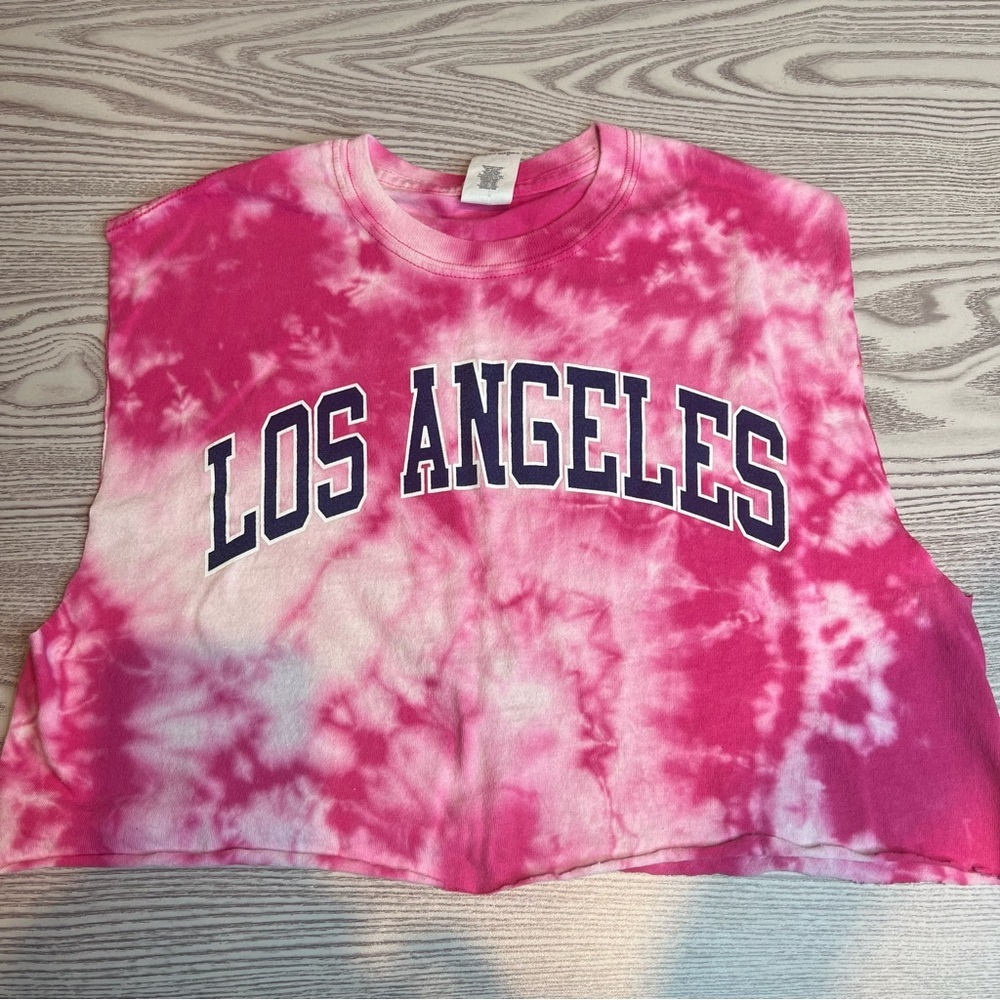 Los Angeles custom tie dye cropped t shirt